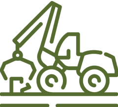 Green outline of a construction vehicle.